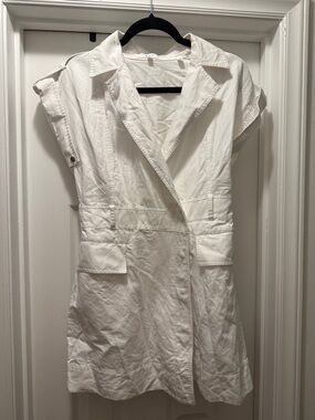 ALC White Sleeveless Utility Blazer Dress